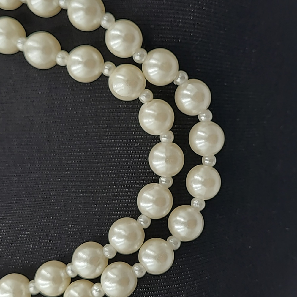 Faux Pearl Double Strand Necklace-13" - Picture 2 of 4